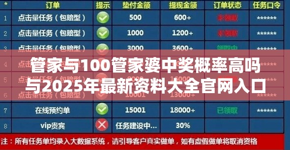 管家与100管家婆中奖概率高吗与2025年最新资料大全官网入口-详尽解答、专家解读解释与落实?小心虚假的陷阱
